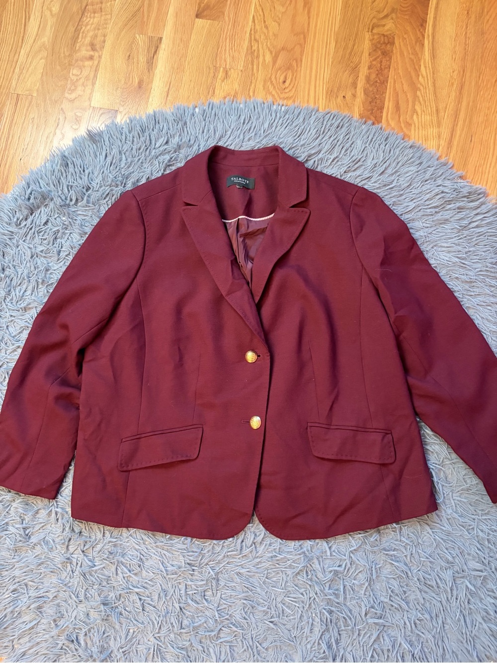 Talbots Women's Burgundy Wool Blazer Gold Buttons Size 1X P